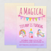 Unicorn Birthday Party voor 8 jaar Kaart (Voorkant / Achterkant)