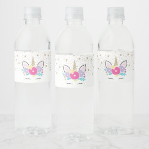 Unicorn Birthday Party Water Bottle Labels Waterfles Etiket