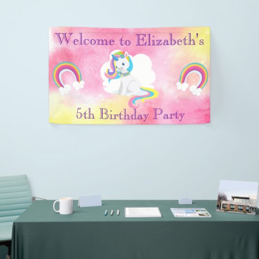 Unicorn Birthday Party Welkom Spandoek (Beurs)