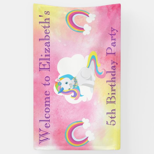 Unicorn Birthday Party Welkom Spandoek (Verticaal)