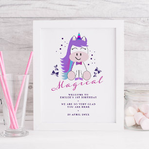 Unicorn Birthday Party Welkomstteken Poster