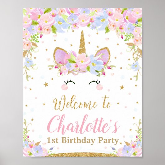 Unicorn Birthday Party welkomstteken Poster Decor (Voorkant)
