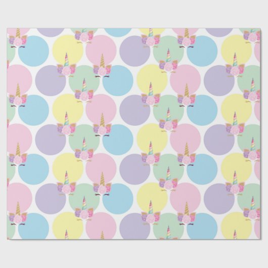 Unicorn Birthday Pattern Cadeaupapier (Vlak)