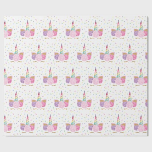 Unicorn Birthday Pattern Cadeaupapier (Vlak)
