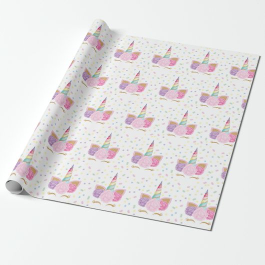 Unicorn Birthday Pattern Cadeaupapier (Uitgerold)