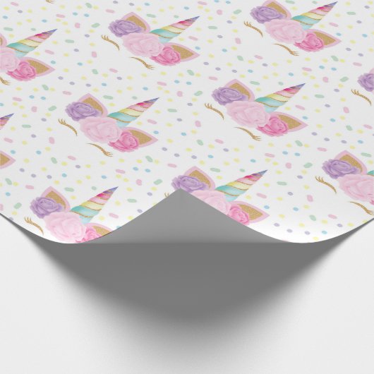 Unicorn Birthday Pattern Cadeaupapier (Hoek)
