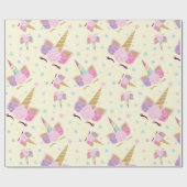Unicorn Birthday Pattern Cadeaupapier (Vlak)
