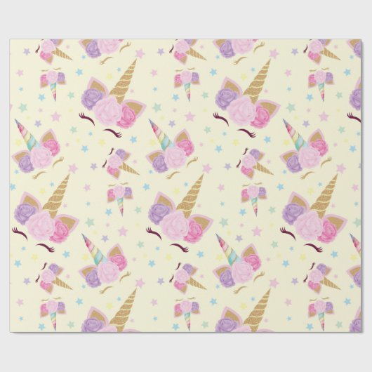 Unicorn Birthday Pattern Cadeaupapier (Vlak)