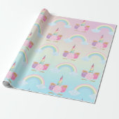 Unicorn Birthday Pattern Cadeaupapier (Uitgerold)