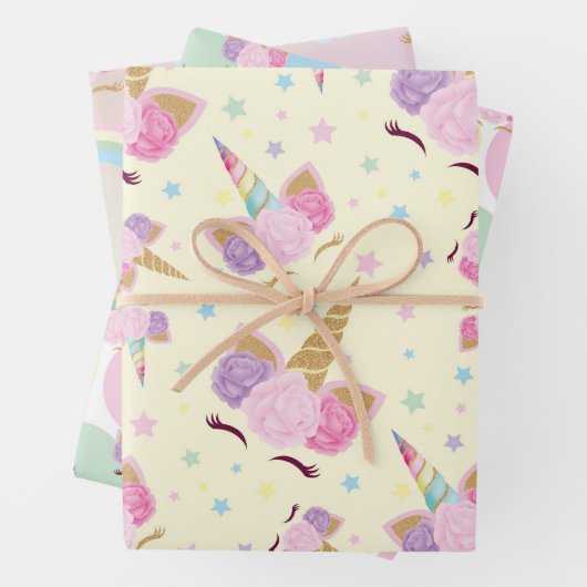 Unicorn Birthday Pattern Inpakpapier Vel (In situ)