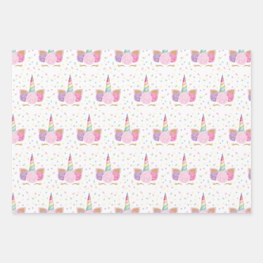 Unicorn Birthday Pattern Inpakpapier Vel (Voorkant 3)
