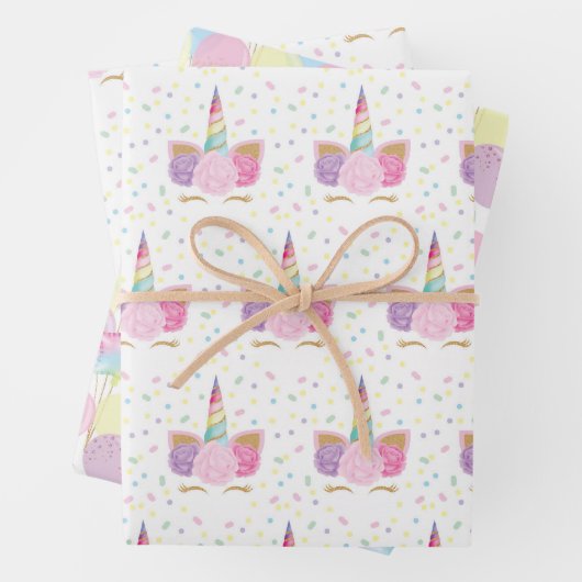 Unicorn Birthday Pattern Inpakpapier Vel (In situ)
