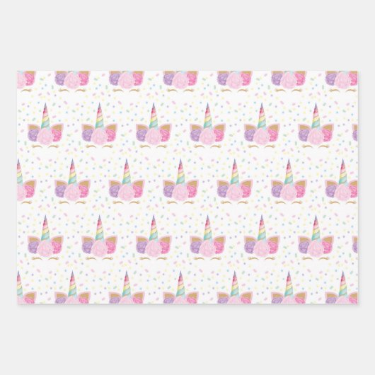 Unicorn Birthday Pattern Inpakpapier Vel (Voorkant)