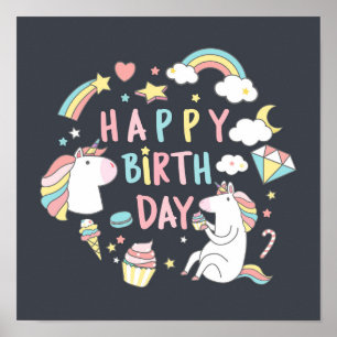 Unicorn Birthday Poster