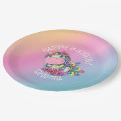 Unicorn Birthday Rainbow Papieren Bordje (Gekanteld)