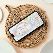 Unicorn Birthday Rainbow Pastel Magical Ticket Kaart