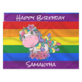 Unicorn Birthday Rainbow Tablecloth Tafelkleed (Voorkant (Horizontaal))