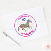 Unicorn Birthday Ronde Sticker (Envelop)
