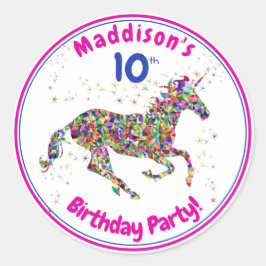Unicorn Birthday Ronde Sticker