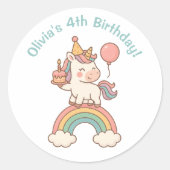 Unicorn Birthday Ronde Sticker (Voorkant)