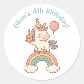 Unicorn Birthday Ronde Sticker