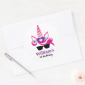 Unicorn Birthday Ronde Sticker (Envelop)