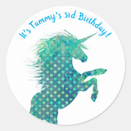 Unicorn, Birthday Ronde Sticker