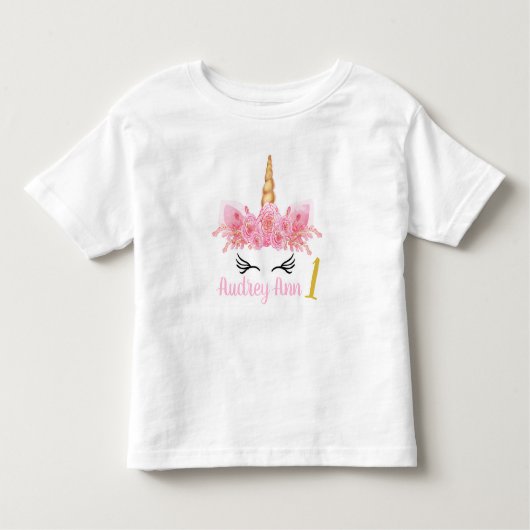 Unicorn Birthday shirt roze (Voorkant)