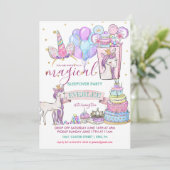 Unicorn Birthday Slumber Party Kaart (Staand voorkant)