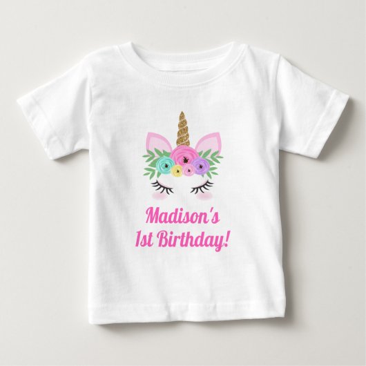 Unicorn Birthday T-Shirt Baby Toddler Child (Voorkant)