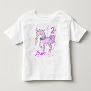 Unicorn Birthday T-shirt Little Girls NAME AGE