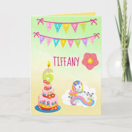 Unicorn Birthday Theme 6 jaar oud Kaart