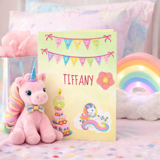 Unicorn Birthday Theme 6 jaar oud Kaart