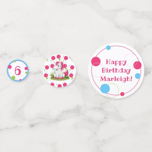 Unicorn Birthday Theme Table Confetti (Voorkanten)
