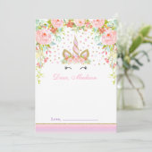 Unicorn Birthday Time Capsule Note Card Guestbook Kaart (Staand voorkant)