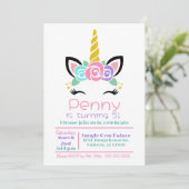 Unicorn Birthday Uitnodiging (Staand voorkant)