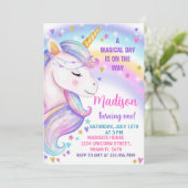 Unicorn Birthday Uitnodiging (Staand voorkant)