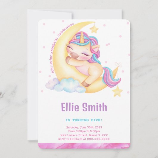 Unicorn Birthday Uitnodiging (Voorkant)