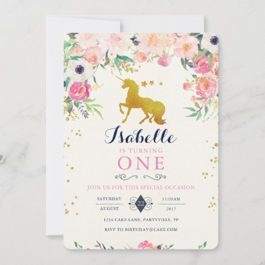Unicorn Birthday Uitnodiging (Voorkant)