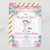 Unicorn Birthday Uitnodiging (Voorkant / Achterkant)