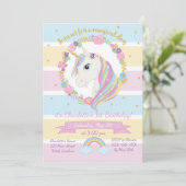 Unicorn Birthday Uitnodiging (Staand voorkant)
