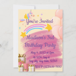 Unicorn Birthday Uitnodiging