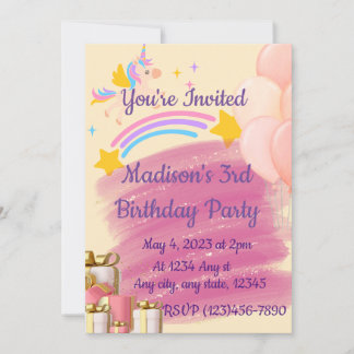 Unicorn Birthday Uitnodiging