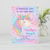 Unicorn Birthday Uitnodiging (Staand voorkant)