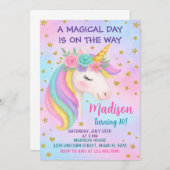 Unicorn Birthday Uitnodiging (Voorkant / Achterkant)