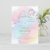 Unicorn Birthday Uitnodiging (Staand voorkant)