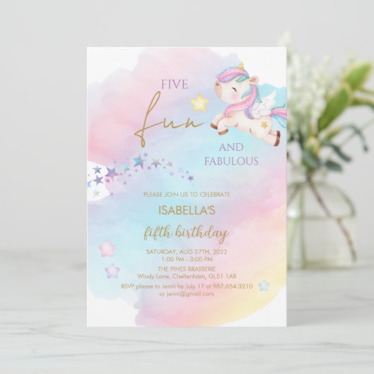 Unicorn Birthday Uitnodiging (Staand voorkant)