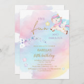 Unicorn Birthday Uitnodiging (Voorkant / Achterkant)