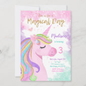 Unicorn Birthday Uitnodiging (Voorkant)