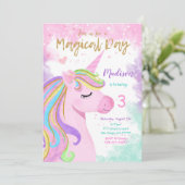 Unicorn Birthday Uitnodiging (Staand voorkant)